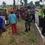 Petugas saat mengevakuasi penumpang Bus Harapan Jaya yang terjun ke sawah. Foto: Ist