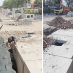 Proyek normalisasi saluran air di jalan R. A. Basuni Sooko mulai dikeluhkan warga.
