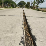 Kondisi jalan penghubung Desa Jatisari menuju Desa Medalem Kecamatan Senori yang menganga.