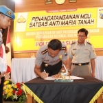 Polres bersama BPN sepakat membentuk Satgas Anti Mafia Tanah melalui penandatanganan MoU antara kedua belah pihak pada Rabu (13/12 ).
