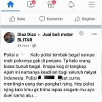 Postingan akun facebook bernama Diaz Diaz yang viral karena mengandung ujaran kebencian terhadap polisi.