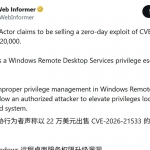 Informasi penjualan celah Micorsoft Windows oleh Hacker. Foto: X