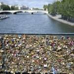 Gembok cinta di sepanjang pagar jembatan Pont des Arts di Paris, Prancis. Foto:repro bbc