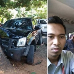 Kasi Sarpras Disperta Sumenep Arif Firmanto (kanan), mengalami luka serius di kepalanya, akibat benturan keras. foto: FAISAL/ BANGSAONLINE