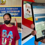 Salah satu keluarga WBP Lapas Sidoarjo saat mencoba aplikasi Cak Man untuk melacak pengiriman barang kepada anaknya.