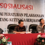 Acara Sosialisasi Berbagai Peraturan Pelaksanaan tentang Ketenagakerjaan di Viva Hotel, Jumat (27/11/2020). (foto: ist)