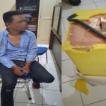 Tersangka dan barang bukti yang diamankan petugas Polsek Krian, Sidoarjo.