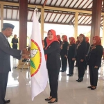 Suasana pelantikan istri Wakil Bupati Trenggalek, Fatikhatur Rohmah, sebagai Ketua Perwosi.