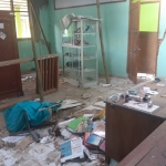 Keadaan ruang kelas SMPN 3 Paron usai ditutup.
