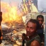 BERKOBAR: Tampak api yang melalap Pasar Sukodadi. foto: istimewa