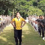 Suasana senam bersama di Makodim 0826/Pamekasan.