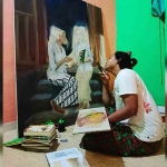 Latif Basya saat sedang melukis.