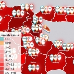 Peta sebaran Covid-19 di Jawa Timur termasuk Kabupaten Bangkalan. 