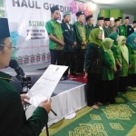 Hasanudin Wahid, Wakil Sekjen DPP PKB saat mengukuhkan pengurus baru DPC PKB Kota Malang periode 2018 - 2019, di Ponpes Sabilurrosyad Malang, Selasa (25/12). Foto: IWAN IRAWAN/BANGSAONLINE