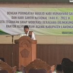 K.H. Syukron Jazilan saat memberi tausiyah dalam kegiatan yang digelar Kemenag Lamongan.