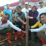 Wali Kota Risma bersama Forkopimda sedang menanam pohon mangrove. foto: YUDI A/ BANGSAONLINE