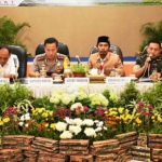 Rakor dibuka oleh Kapolres Madiun AKBP Ruruh Wicaksono S.I.K., S.H., M.H. dan dipimpin Bupati Madiun H. Ahmad Dawami S.Sos.
