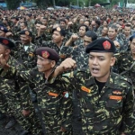 Ilustrasi: Banser saat apel. foto: Tribunnews