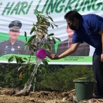 Sekda Jember Mirfano menyiram pohon yang ditanam di TPA.