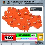 Peta sebaran kasus covid-19 di Kabupaten Tuban pada Selasa (24/11).