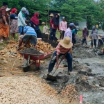 Masyarakat di Kecamatan Robatal saat melakukan perbaikan jalan poros kabupaten. Foto: Ist