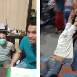 Petugas dari Polsek Gubeng saat memeriksa kedua pelaku jambret. 