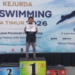 Salah satu atlet selam dari Kabupaten Kediri yang berhasil meraih juara di Kejurda Finswimming Jatim 2026. Foto: Ist