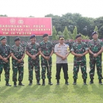 Kaskoarmada II Laksamana Pertama TNI Ahmadi Heri Purwono, SE, MM (empat dari kiri), saat menghadiri Apel Gabungan TNI–Polri Wilayah Kogartap III Surabaya TW. IV TA. 2018.