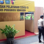 Posko pelayanan mudik dan Covid-19 di Terminal Purabaya yang tengah disiapkan.