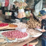 Seorang petugas DKPP Kota Kediri saat mengecek harga komoditi di Pasar Setono Betek. Foto: Ist