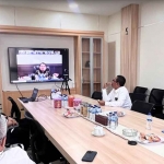 Jajaran Kantah Kabupaten Pasuruan saat mengikuti rapat virtual yang digelar Kanwil BPN Jatim.