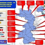 Peta sebaran Covid-19 di Gresik.