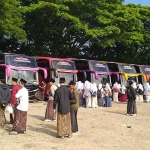 Proses pemulangan santri Ponpes Lirboyo ke kampung halamannya. Foto: Ist