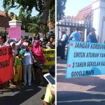 Aksi warga saat demo di depan Grahadi.