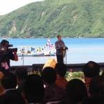 Presiden Jokowi saat memberi sambutan pada HPN di Pantai Kuta, Kawasan Ekonomi Khusus Mandalika, Lombok, Nusa Tenggara Barat, Selasa (9/2/2016). Foto: detik.com
 