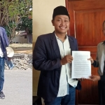 Mulyadi Izhaq saat melakukan aksi tunggal di kampus IAIN Madura dan menyerahkan tuntutan kepada Rektor IAIN Madura Mohammad Kosim.