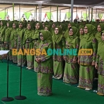 Bupati Jombang, Mundjidah Wahab, saat dilantik sebagai Ketua PC Muslimat NU. Foto: AAN AMRULLOH/BANGSAONLINE