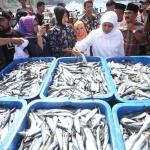 Khofifah menyambangi nelayan di TPI Sendang Biru, Kabupaten Malang. foto: ist