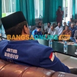 Kiai Asep saat memberi sambutan ketika menerima kedatangan segenap jajaran DPD PAN Kabupaten Mojokerto. Foto: ROCHMAT SAIFUL ARIS/BANGSAONLINE