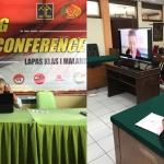 Suasana sidang melalui video conference yang dilakukan para Jaksa di Kejari Kota Batu.