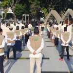 Badan Pelaksana Pengelola Masjid Al Akbar Surabaya (MAS) beserta jajaran kemitraan menggelar apel kesiapan pelaksaan Salat Idul Adha 1441 H dan penyembelihan hewan qurban. foto: ist.