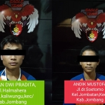 Dua pelaku begal yang ditangkap tim resmob Satreskrim Polres Jombang.