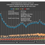 Data sebaran Covid-19 di Kabupaten Pamekasan tanggal 9 Mei sampai 9 Juni 2020.