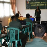 Suasana saat Infolahta Korem 084/BJ mengadakan validasi tabel Sisfo Triwulan II TA 2022.