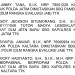 Tangkapan layar yang menyebutkan bahwa AKBP Jimmy Tana dimutasikan sebagai Pamen Yanma Polri dalam rangka evaluasi jabatan.