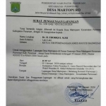 Surat izin penggunaan Lapangan Desa Martopuro yang sebelumnya sudah didapatkan oleh TKD Amin Jatim.