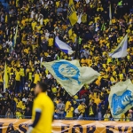 Suporter Al Nassr saat mendukung timnya melawan Al Ittihad pada perempat final Saudi Super Cup