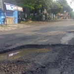 Jalan Kabupaten yang rusak belum ada perbaikan.