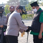 Kapolresta Sidoarjo Kombes Pol. Sumardji saat me-launching Satgas Komunitas Protokol Kesehatan Sidoarjo di mapolresta setempat.