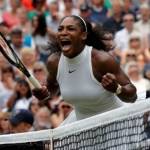 Petenis Amerika Serikat, Serena Williams melakukan selebrasi usai berhasil memenangkan turnamen Wimbledon dalam partai final melawan petenis Jerman, Angelique Kerber di London, Inggris, 9 Juli 2016. Gelar kemenangan ini merupakan yang ketujuh didapat Williams di turnamen Wimbledon. REUTERS/Andrew Couldridge/tempo.co